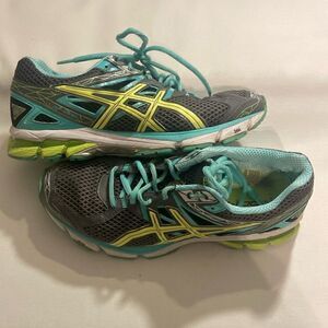 Asics GT-1000 3 Gray Aqua Yellow Running Training Shoes Sneakers Womens 8.5